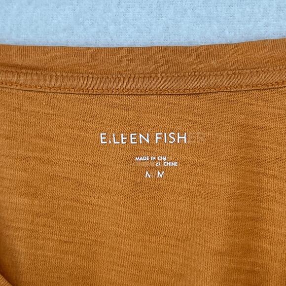 EILEEN FISHER Top M Slub Organic Cotton Jersey V-Neck Short Sleeve Orange - Picture 5 of 13